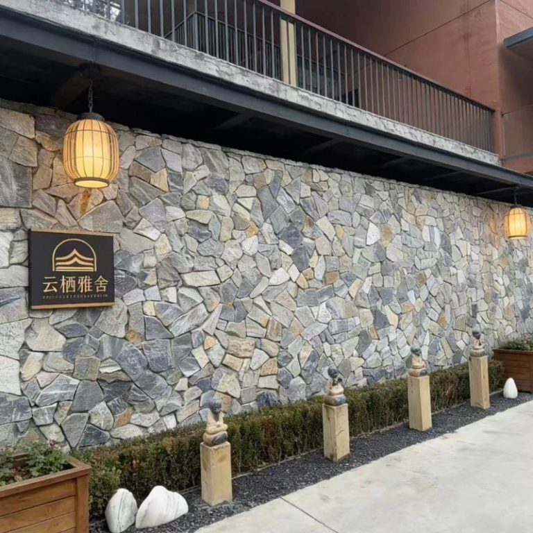 Natural grey random loose slate veneer outdoor garden feature wall stone