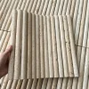 Natural beige cylindrical travertine stick mosaic tile, 3D vertical convex linear stone wall panel for wabi sabi cafe, villa living room and hotel feature wall interior decoration