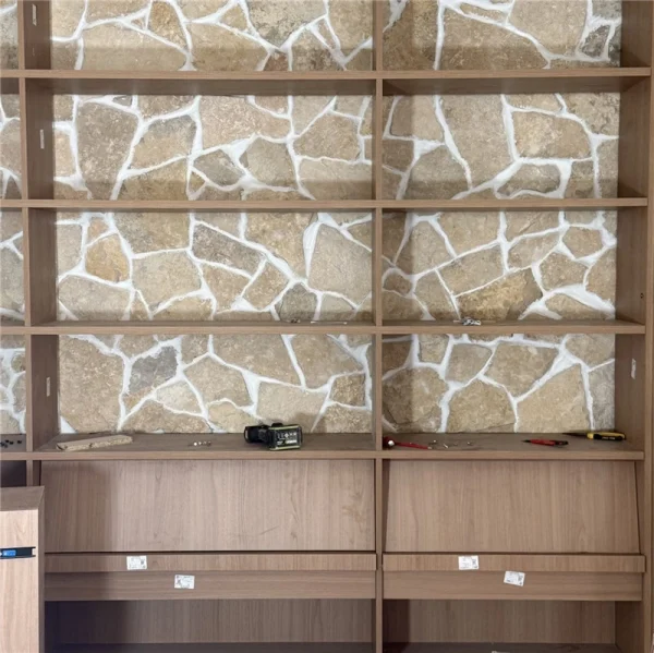 Cream Natural Split Crazy Stone Wall Cladding, 1-3cm Irregular Fieldstone Veneer