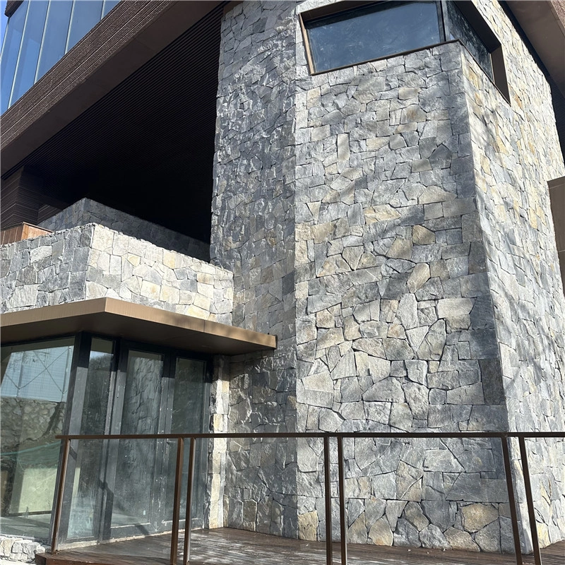 Grey crazy split natural stone veneer for residential flat exterior walls