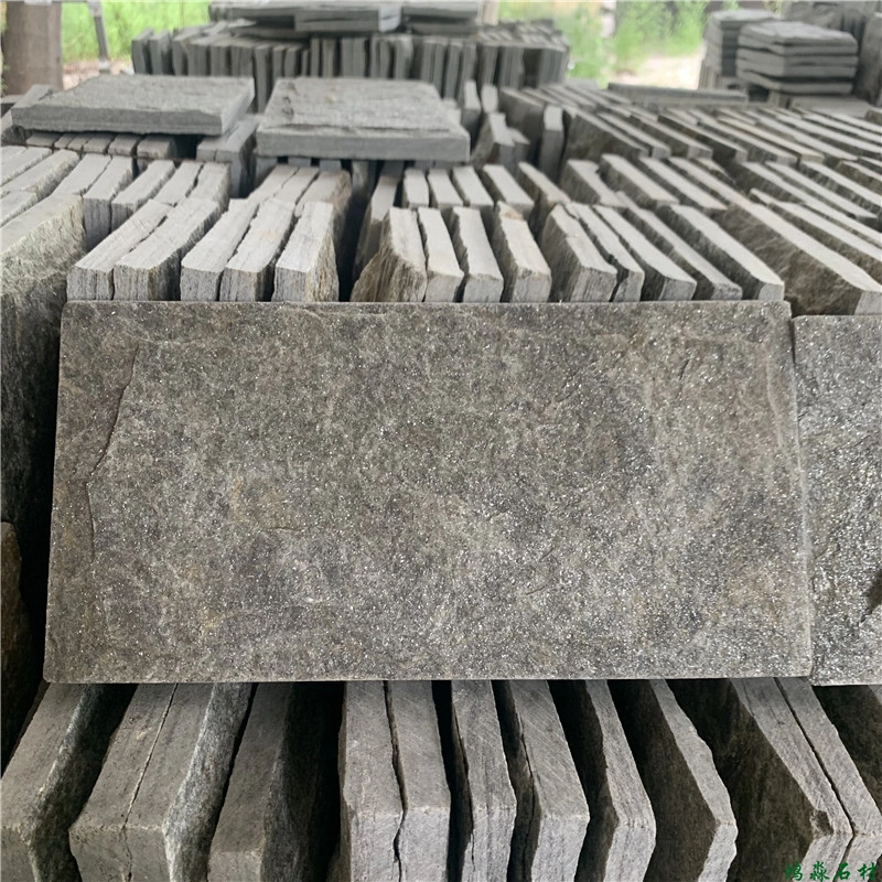 Gray Uniform Chiseled Relief Split Rock Veneer, grey natural slate exterior wall stone
