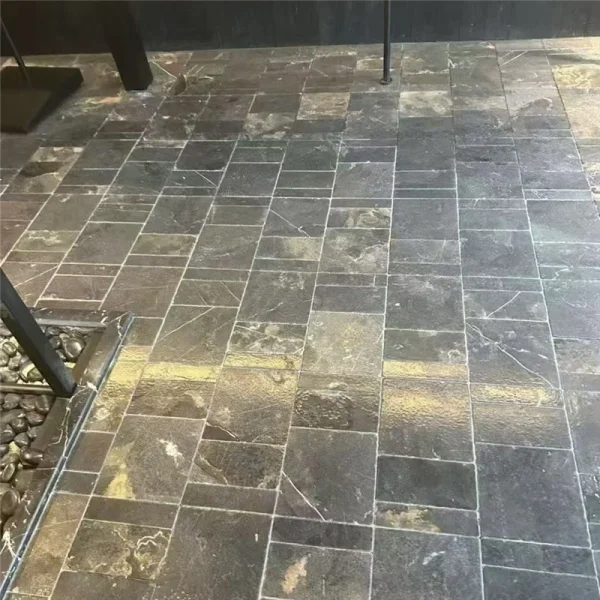 Polished Dark Coffee Limestone Flooring With Natural Rust Streaks, 1.8cm Thickness