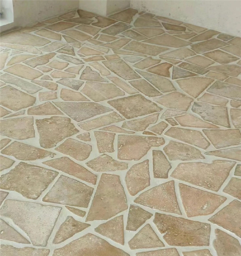 Honey beige crazy paving limestone, irregular flagstones for patio & outdoor landscaping