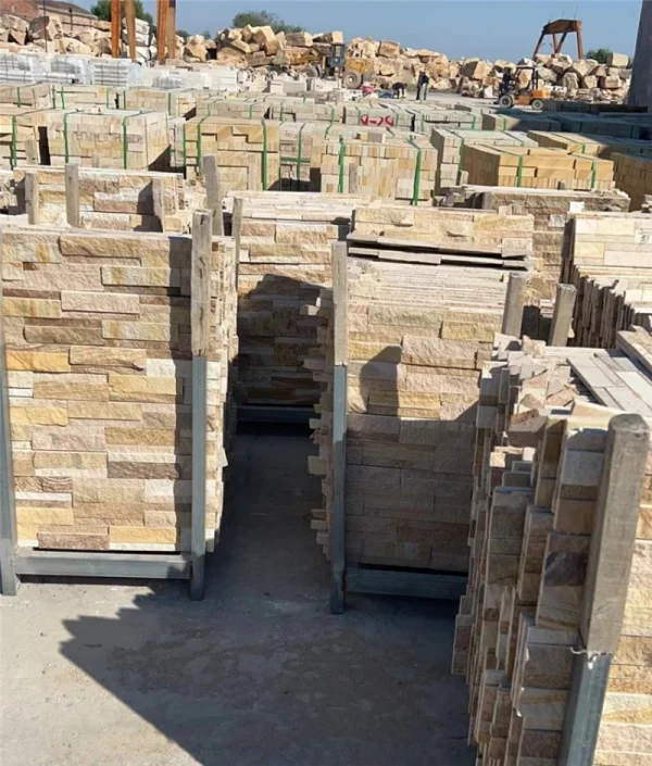 mmexport1705034936885 Yellow Ledger Stacked Stone Panels For Courtyard Landscape Retaining Wall