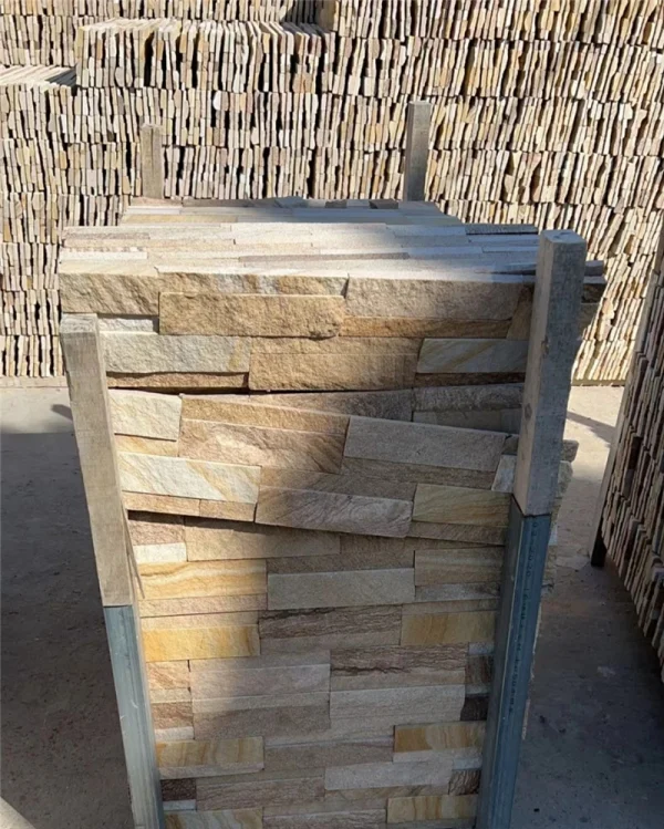 mmexport1705035055813 Yellow Ledger Stacked Stone Panels For Courtyard Landscape Retaining Wall