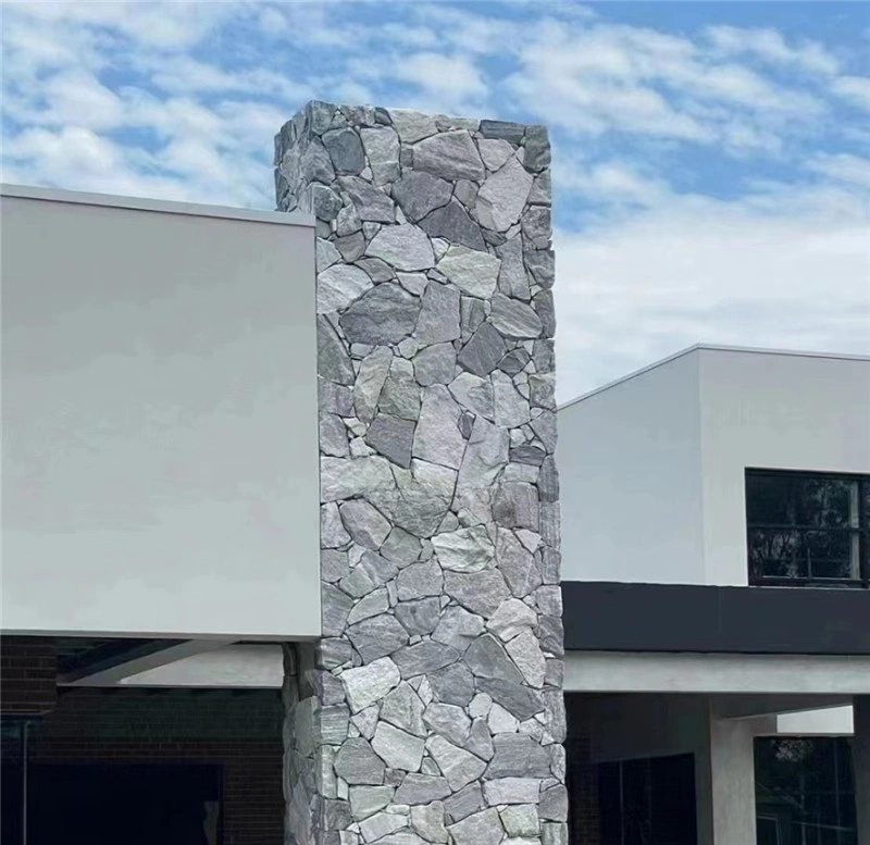 Light grey irregular random slate veneer for outdoor garden decorative pillar