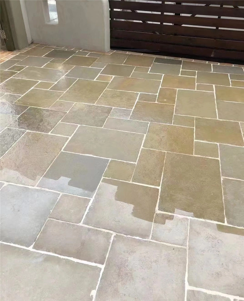Tumbled beige limestone for residential interior flooring