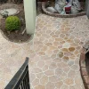 Natural Golden Cream Limestone Crazy Paving Flagstone for Villa Courtyard Outdoor Hardscape