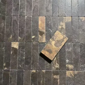 带天然纹理纹理的仿古黑色石灰石线性墙砖,适用于室内装饰
