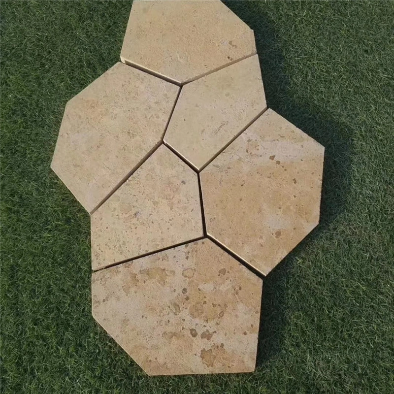 Natural golden cream limestone crazy paving sample layout