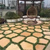 Crazy Paving Honey Beige Random Split Limestone Stepping Stone Irregular Flagstone Paver For Villa Garden Walkway Crazy paving beige limestone stepping stones, random split irregular flagstone mosaic pavers, natural honey beige loose limestone slabs for garden patio outdoor landscaping pavement