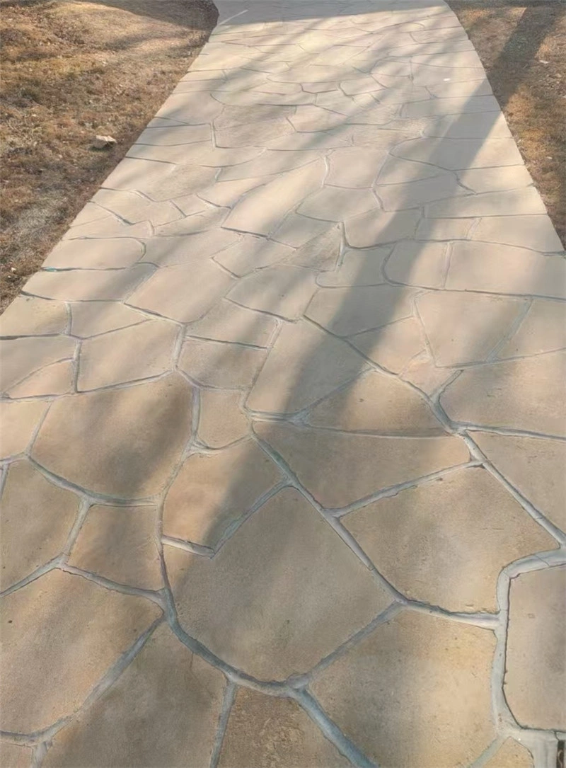 Machine tumbled honey beige crazy paving limestone slabs, random flagstone with smooth tumbled edges for outdoor patio landscaping
