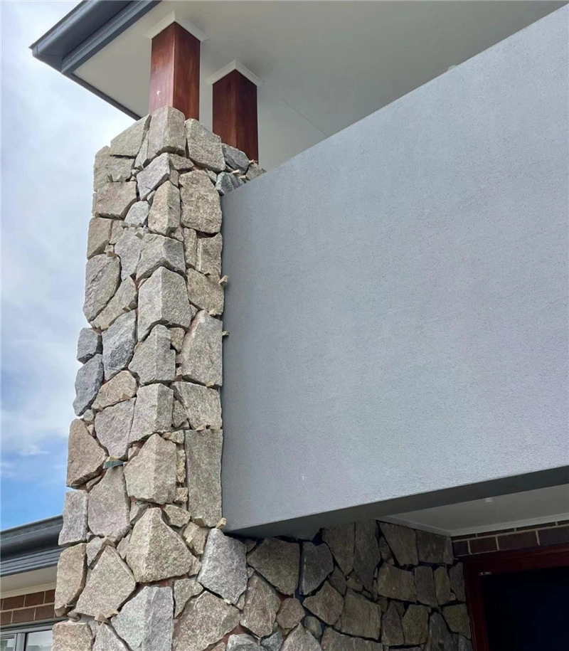 Rust tone irregular stone cladding for exterior house pillar