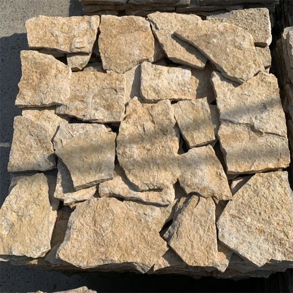Cream Natural Split Crazy Stone Wall Cladding, 1-3cm Irregular Fieldstone Veneer