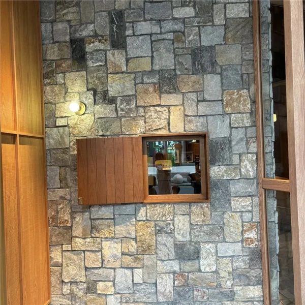 Multi-Tone Natural Fieldstone Mosaic Stacked Stone Veneer Indoor Outdoor Wall Cladding