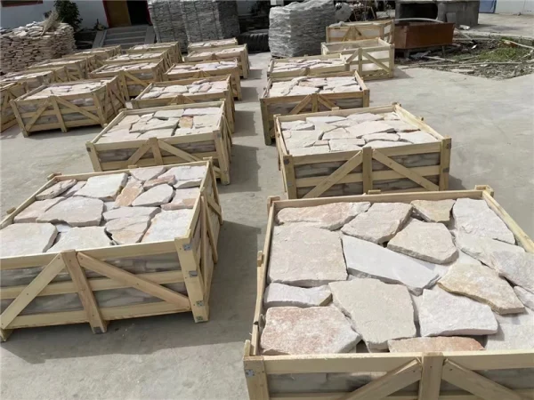 Minimalist White Irregular Sandstone Crazy Paving Veneer