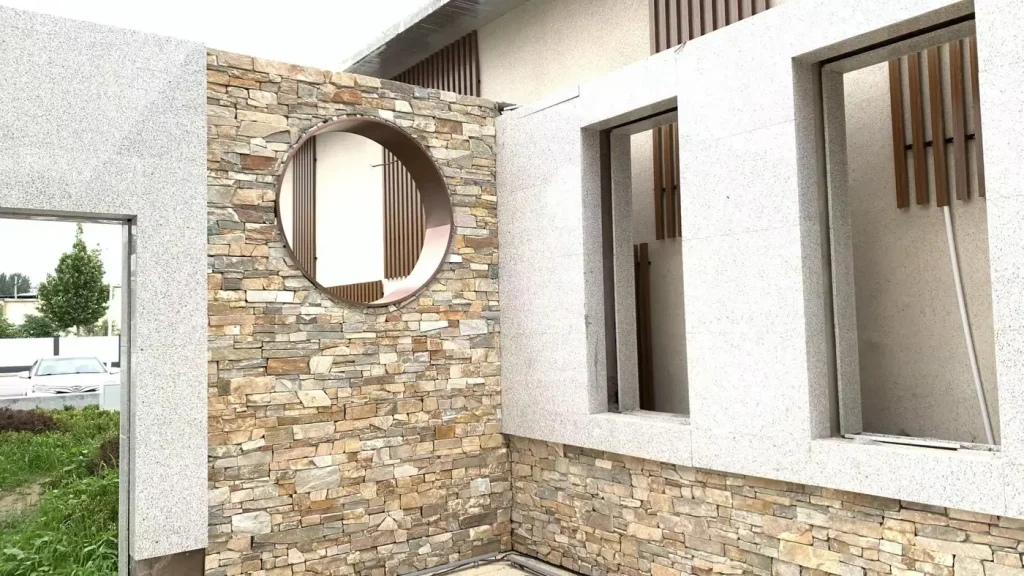Beige Mixed Color Stacked Stone Wall Cladding for Villa Exterior