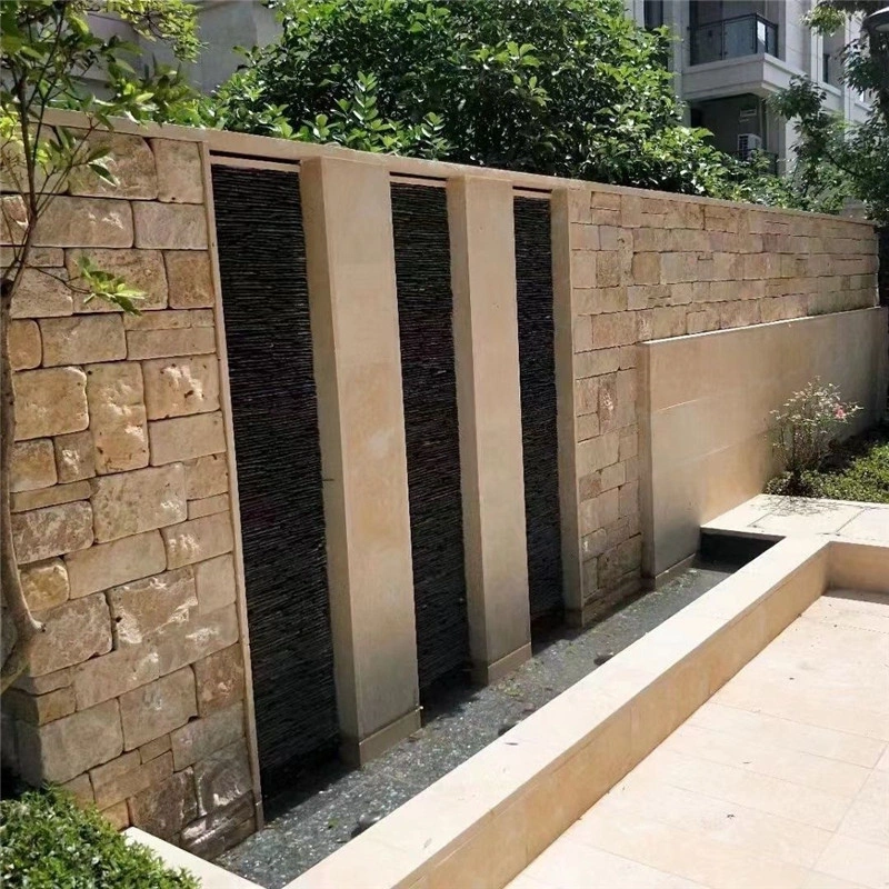 beige limestone ledger stone exterior wall cladding for villa facade