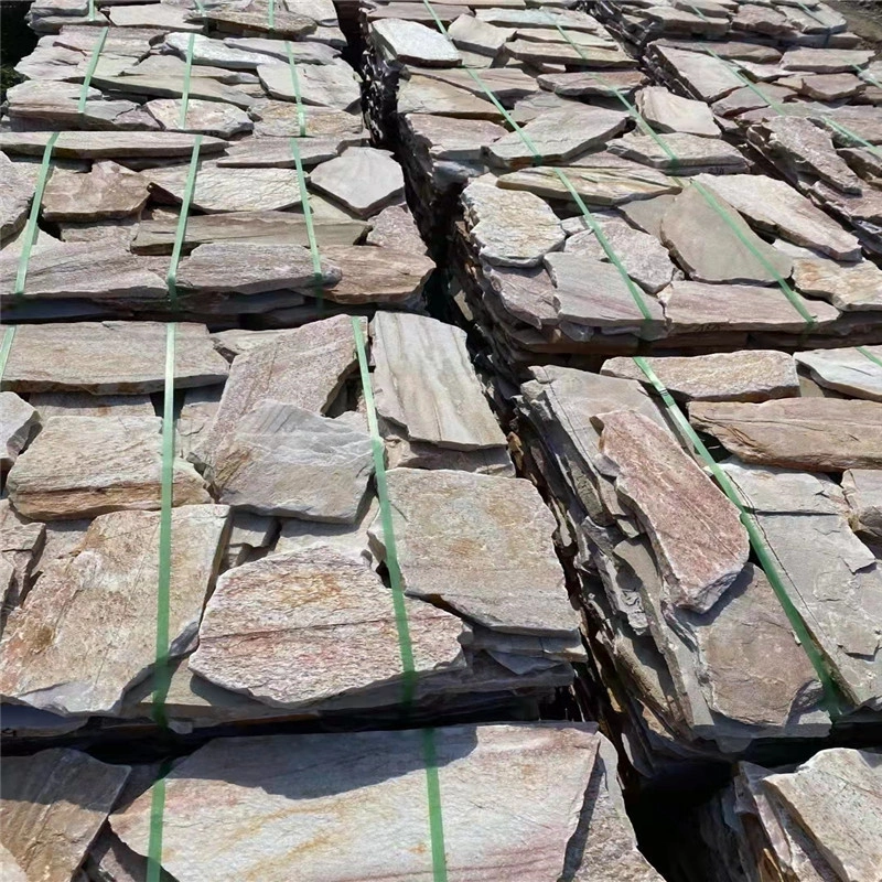 Rustic Crazy Paving Stone stacked bundles, mixed-color natural slate for wall cladding
