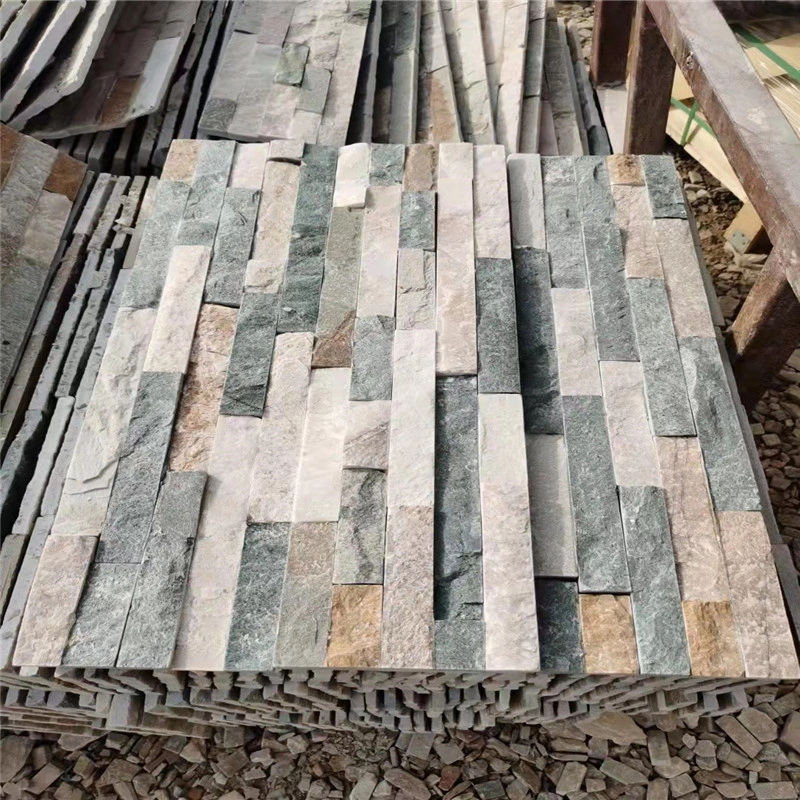 Mixed Grey Stacked Ledger Slate Stone natural split surface wall stone for villa exterior decoration
