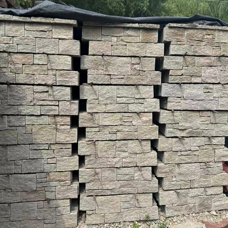 Natural yellow split stacked ledger stone stock for exterior wall projects