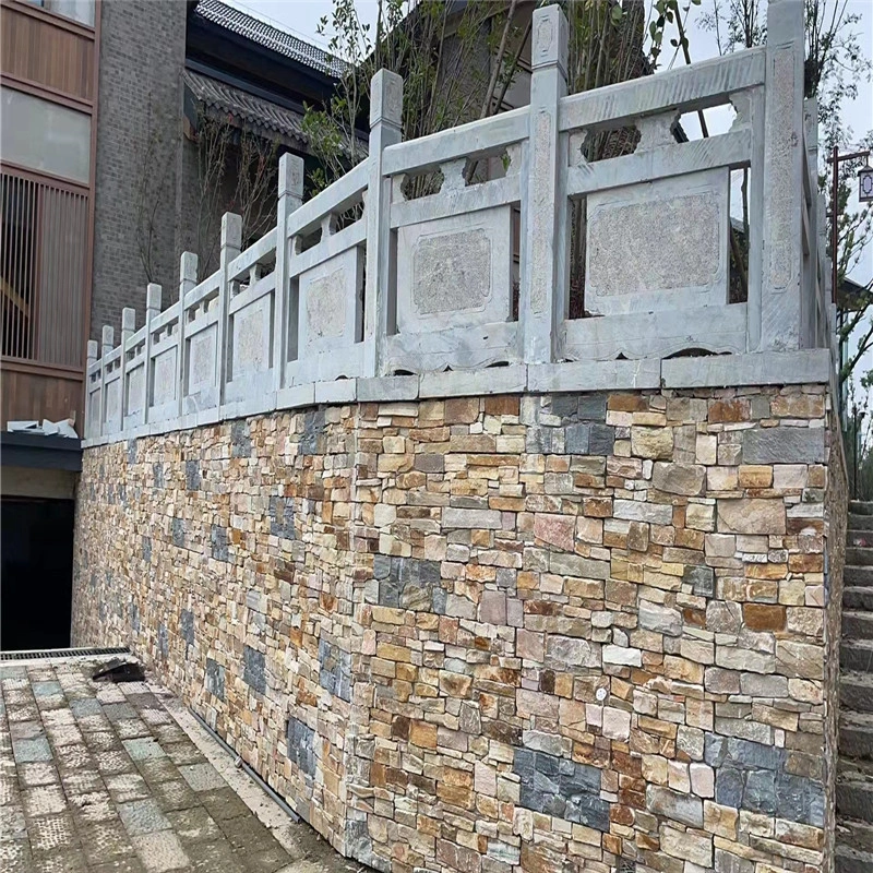 Multicolor rust slate ledger stone, stacked stone veneer for exterior retaining wall cladding