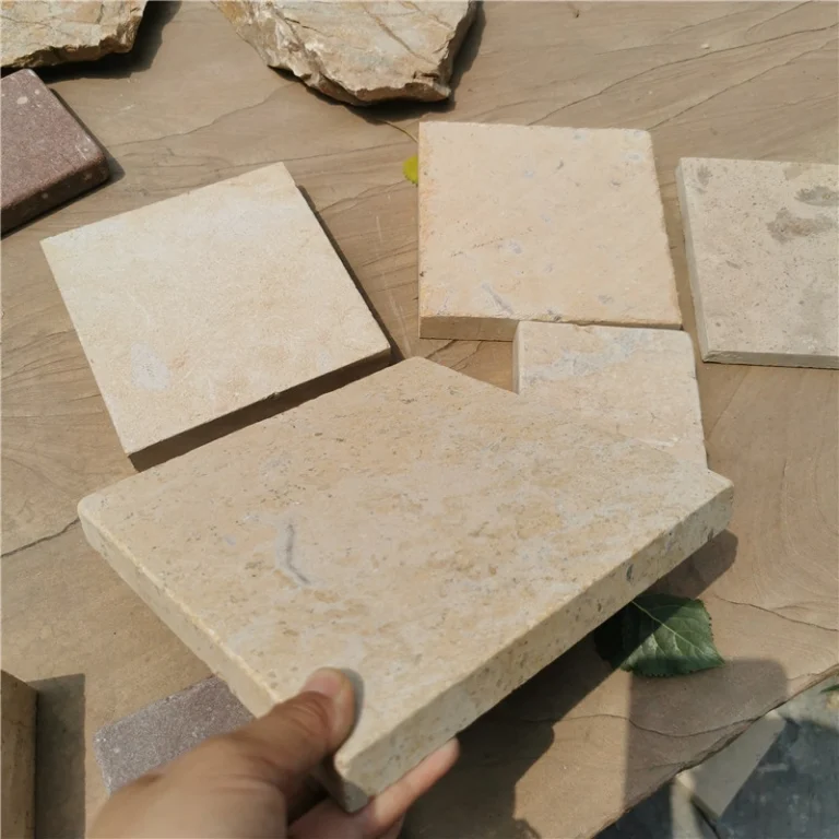Cream white limestone raw stone slabs for home interior renovation and villa wall cladding projects