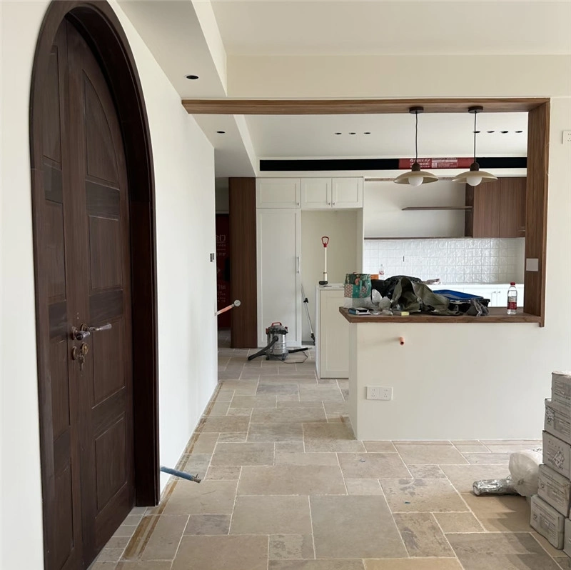Natural Antique Beige Limestone Flooring for Farmhouse Villa Entryway, Kitchen and Residential Interior Design