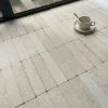 Beige travertine strip mosaic indoor floor natural stone tile laying sample