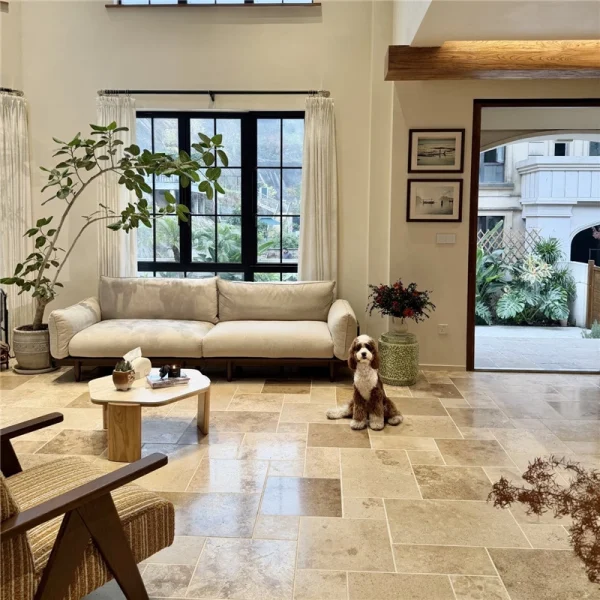  Beige Versailles Pattern Limestone Flooring for villa courtyard decoration