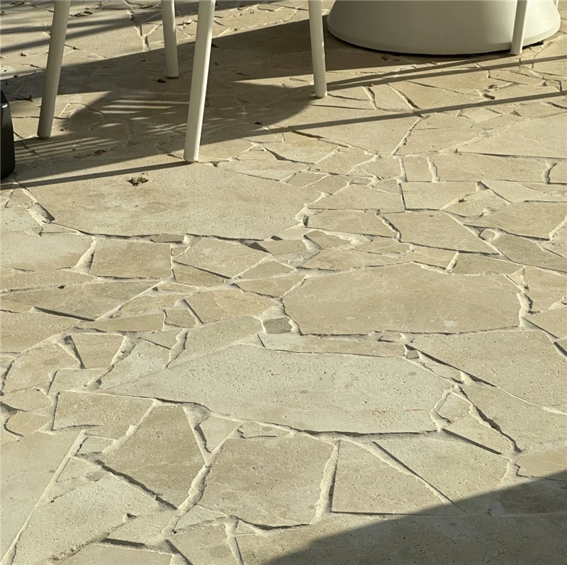 White crazy paving natural stone patio finished flooring outdoor view