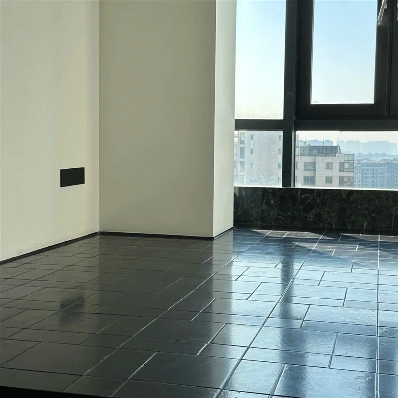 Dark Black Limestone Flooring for modern empty apartment interior