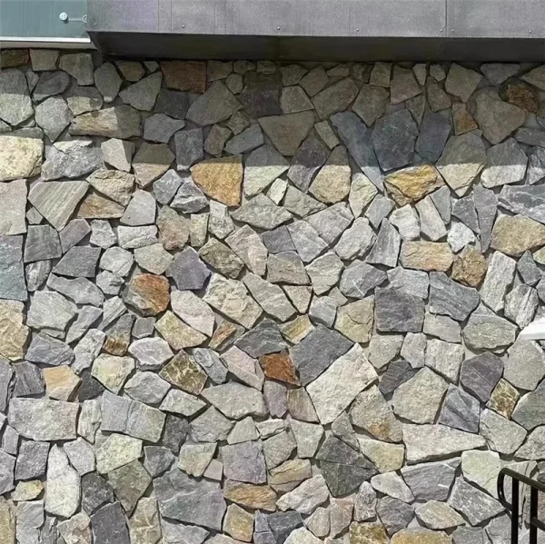 Mixed grey rusty vein random flagstone for villa wall and courtyard floor 