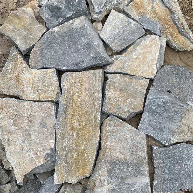 Grey‑blue yellow rust crazy paving slate stone, irregular natural flagstone for outdoor patio and garden flooring