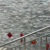 Mixed Grey Stacked Ledger Stone Outdoor Stair Wall Cladding Project