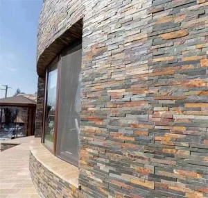Natural Tones Stacked Stone installed on an outdoor building facade