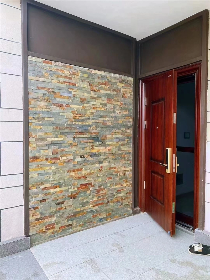 Natural Tones Stacked Stone veneer used for an entrance wall