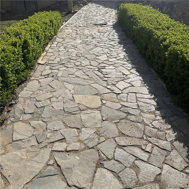 Grey‑white irregular crazy paving stone for garden pathway patio paving, natural loose flagstone outdoor ground