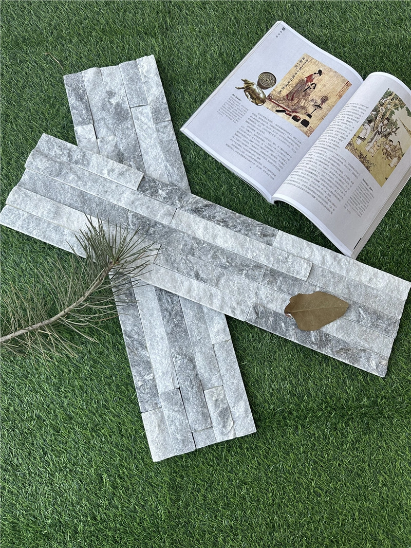 Grey cloud quartzite ledger stone panel for wall installation
