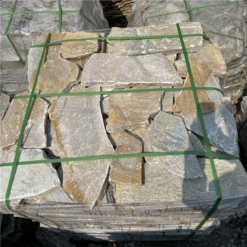 Rustic Crazy Paving Stone bundles prepared for wholesale export, natural slate stone supply