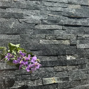 Black Quartzite Ledger Stone Panel split face for exterior wall cladding