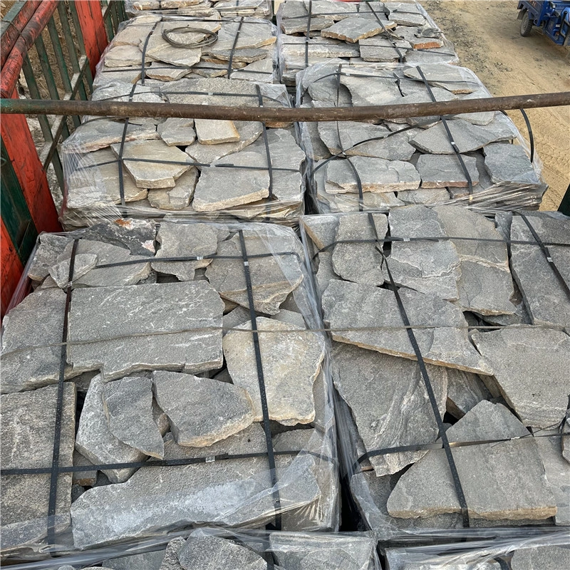 Bulk Natural Grey Slate Crazy Paving Random Flagstone Packed for Wholesale Factory Export