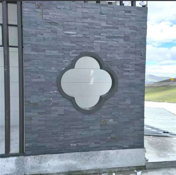 Black Quartzite Ledger Stone Panel | Natural Stacked Stone Wall Cladding