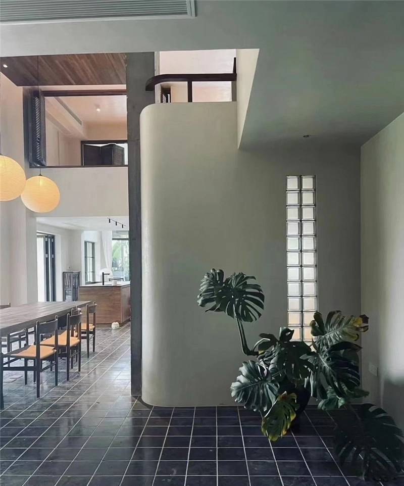 Black Limestone Flooring applied in indoor dining room interior