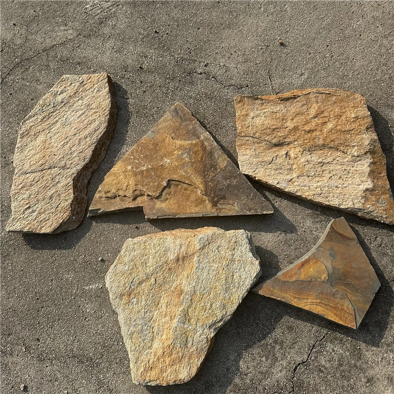 Rust Brown Crazy Paving Stone irregular pieces showing natural colour and surface variation
