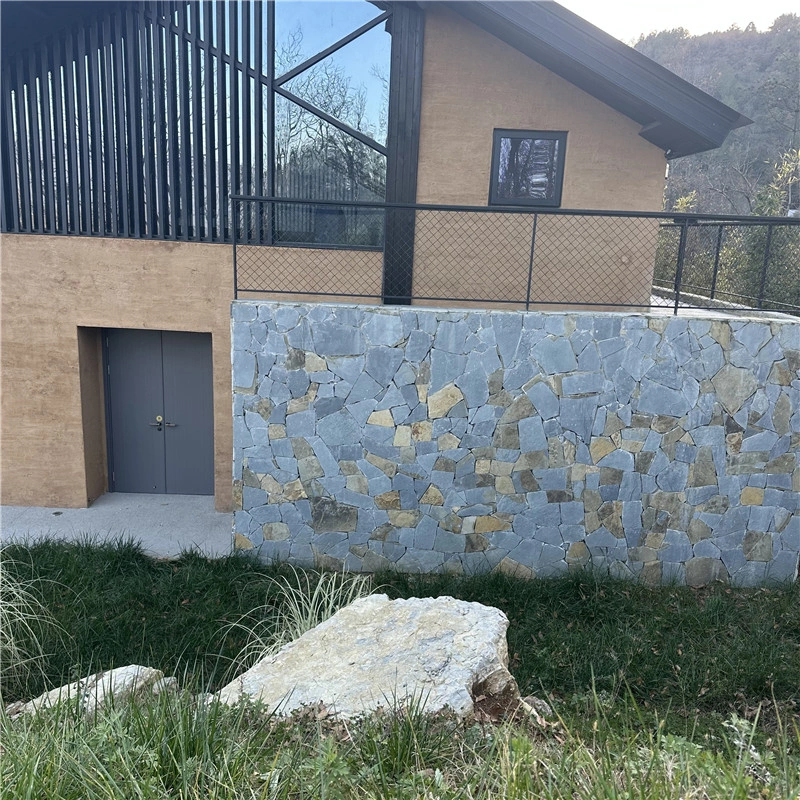 Natural Grey Slate Crazy Paving for Villa Exterior Wall Cladding and Landscape Design