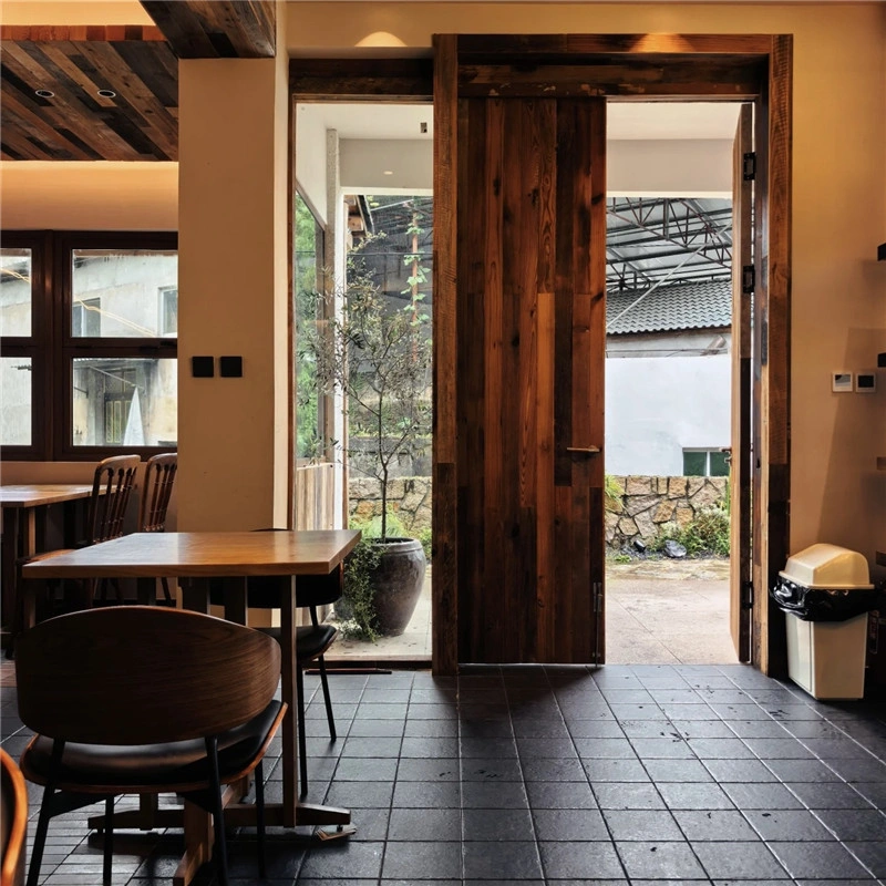 Black Limestone Flooring for villa entrance dining space