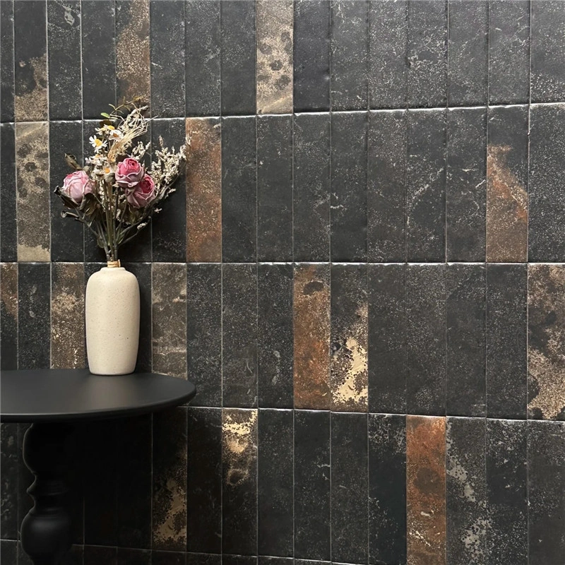 Natural Black-Gold Veined Limestone Small Ledger Stone for Interior Accent Feature Wall Decoration