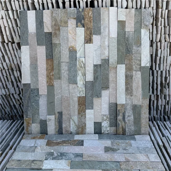 Mixed Grey Stacked Ledger Slate Stone for Outdoor Villa Wall
