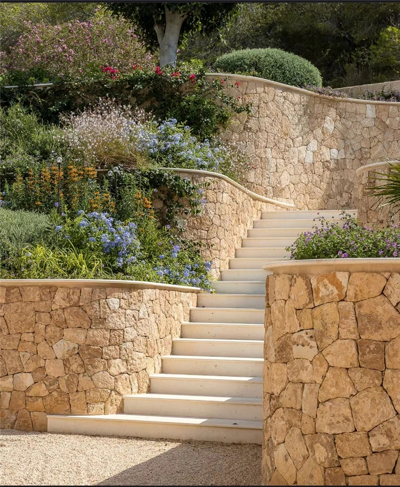 crazy paving stone for villa landscape garden retaining wall and stair project